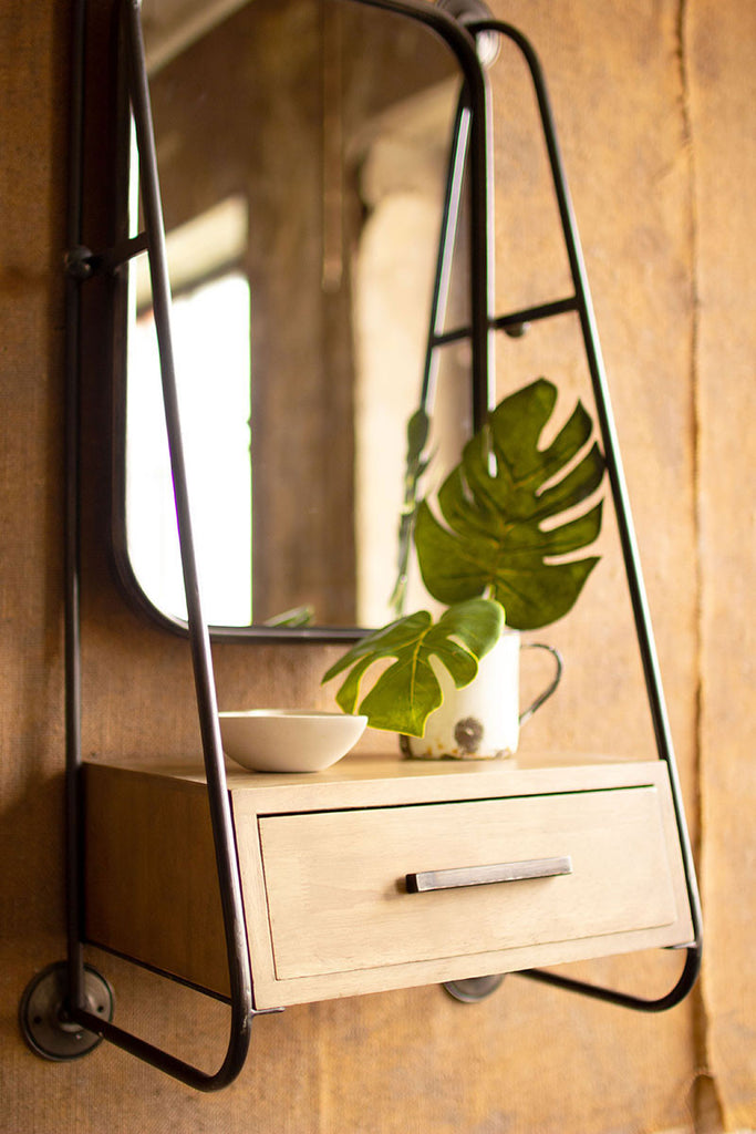 Metal wall mirror with drawer - The Nifty Decor
