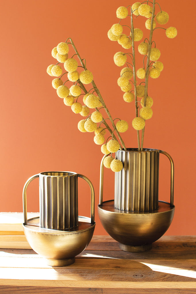 Brass finish vases with handles, set of 2 - The Nifty Decor