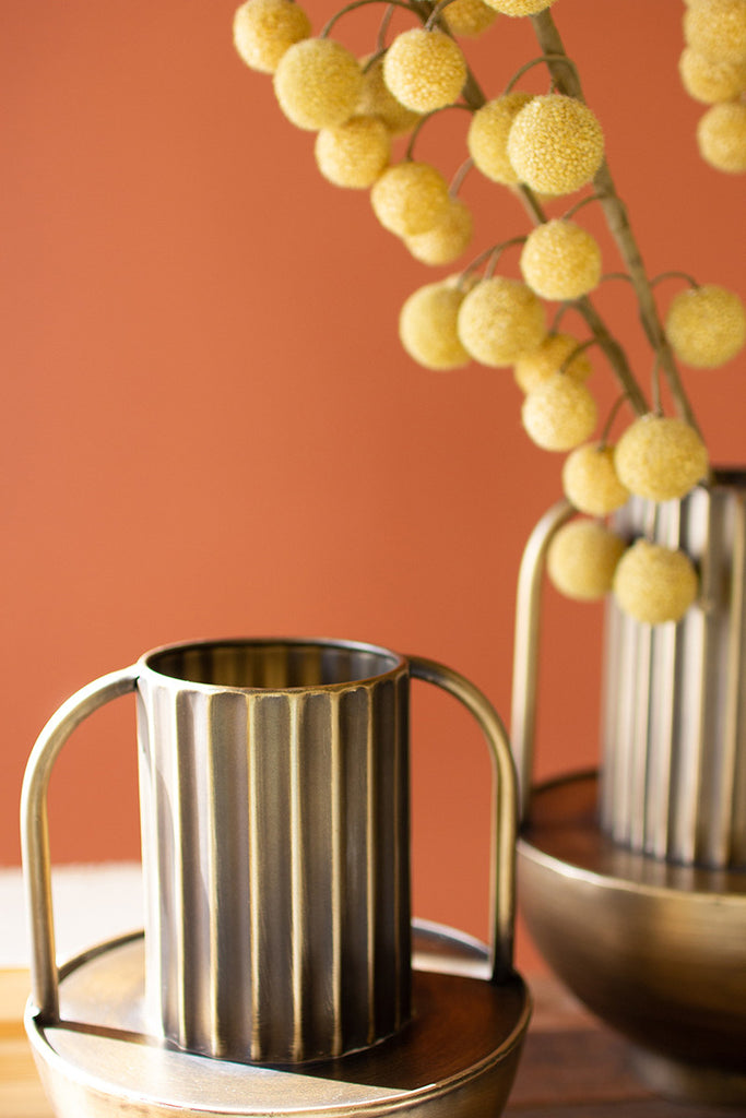 Brass finish vases with handles, set of 2 - The Nifty Decor