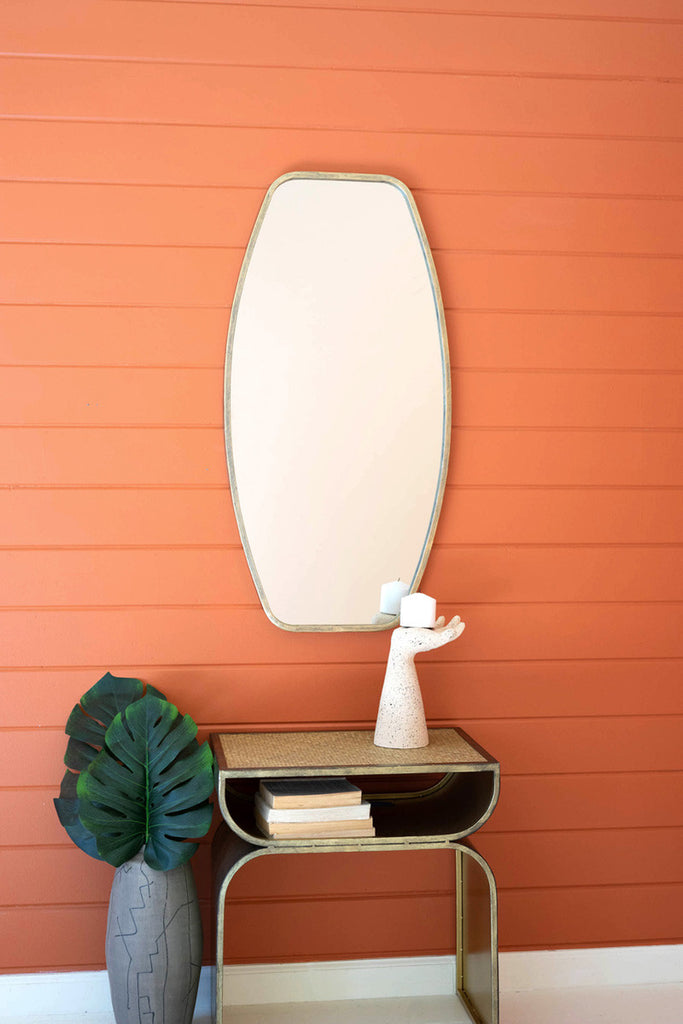 Antique brass oval wall mirror - Bombay Mercantile