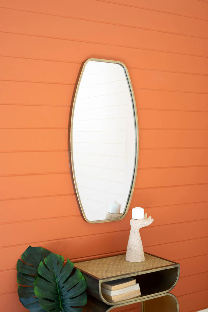 Antique brass oval wall mirror - Bombay Mercantile