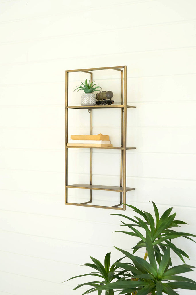 Antique brass wall shelf - Bombay Mercantile