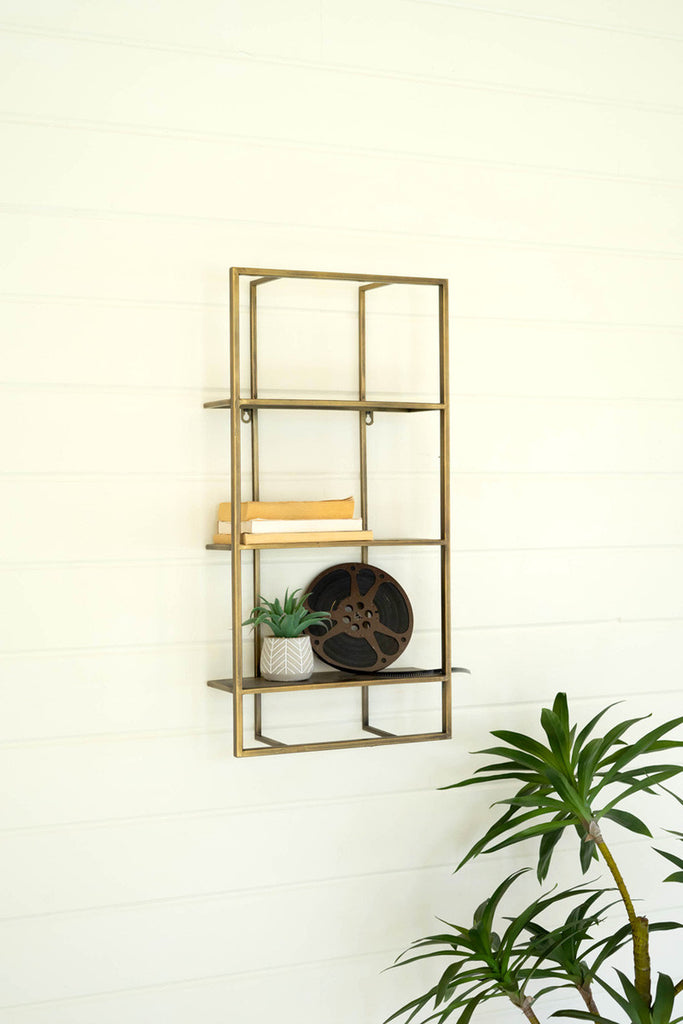 Antique brass wall shelf - Bombay Mercantile