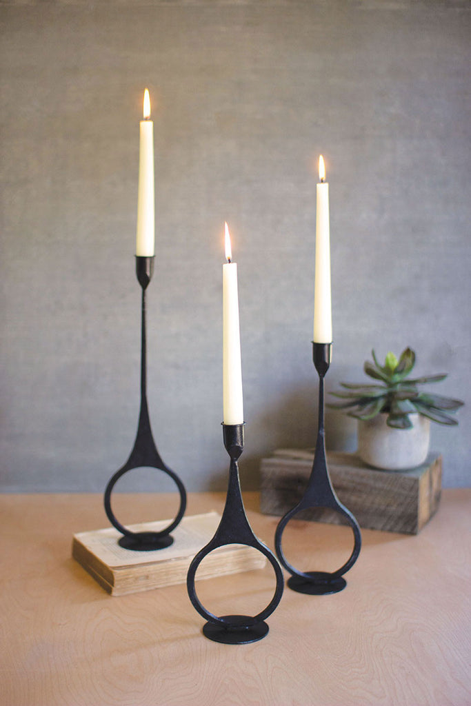Candle holders with ring detail, set of 3 - The Nifty Decor