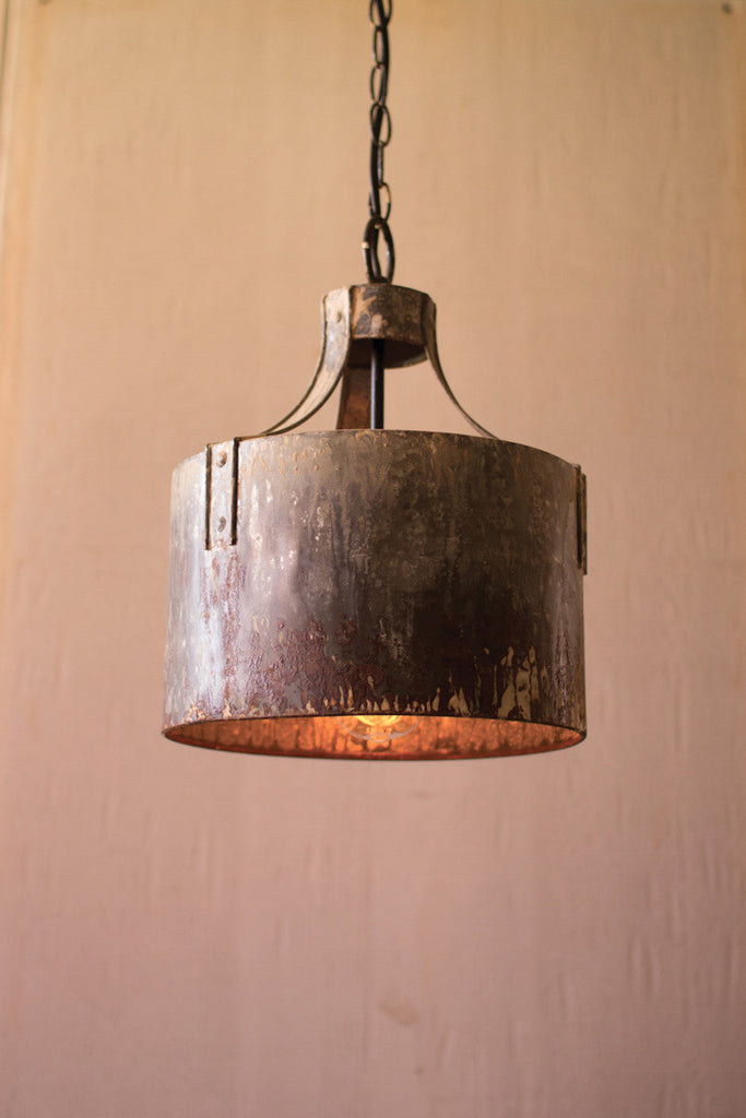Rustic metal cylinder pendant light - The Nifty Decor