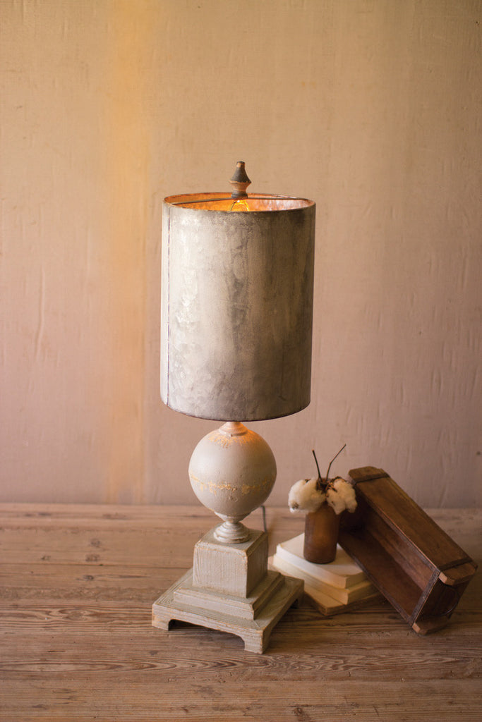 Table lamp \ wood and metal base with tall metal shade - The Nifty Decor
