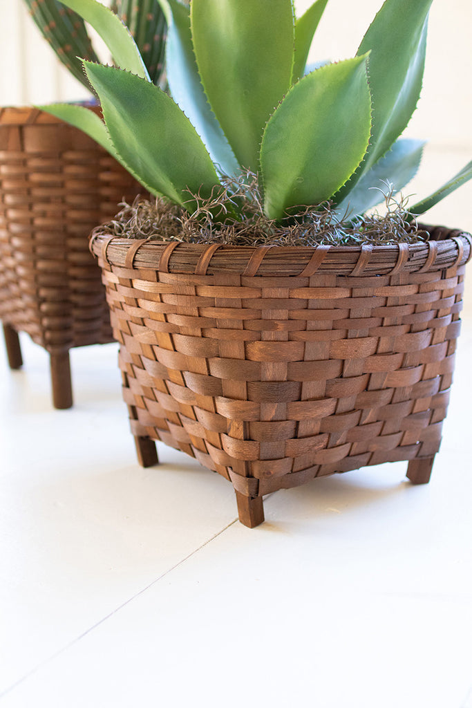 Round woven brown baskets, set of 2 - The Nifty Decor