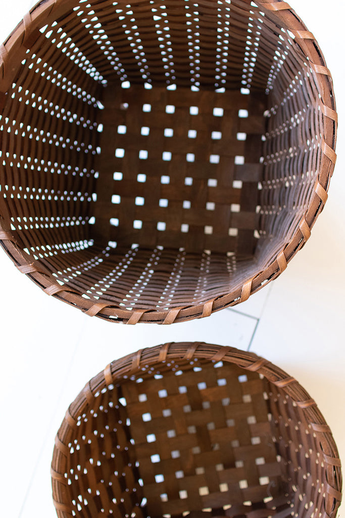 Round woven brown baskets, set of 2 - The Nifty Decor