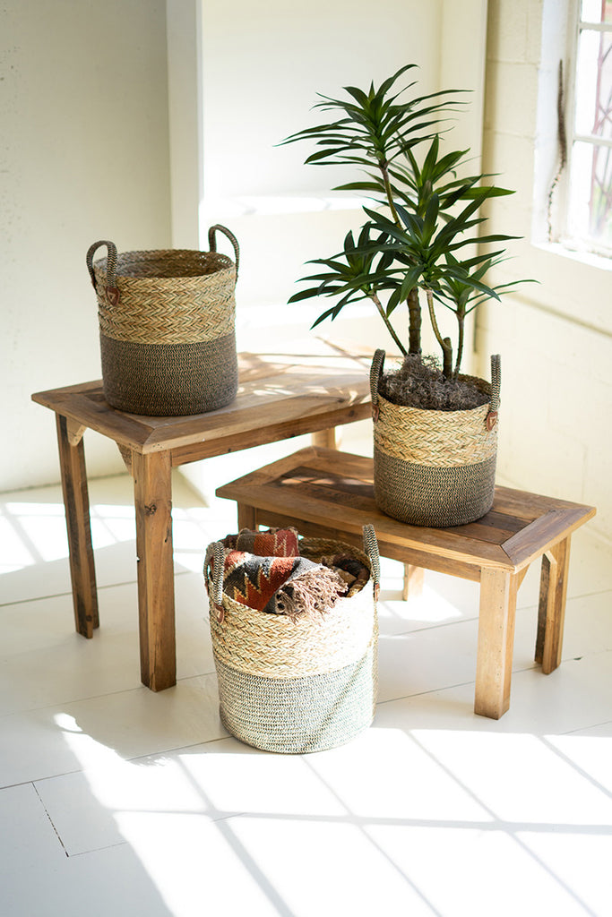 Set of 3 Seagrass brown baskets - The Nifty Decor