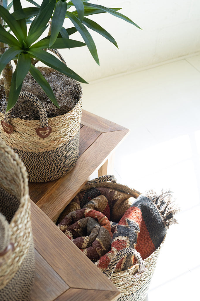 Set of 3 Seagrass brown baskets - The Nifty Decor