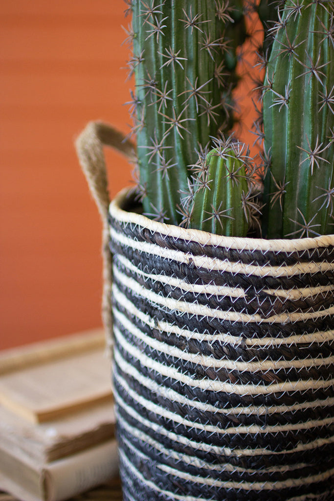 Set of 3 Baskets with natural stripes - The Nifty Decor