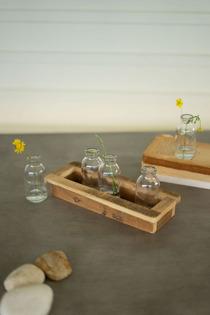 Glass vases with wood base, set of 5 - The Nifty Decor