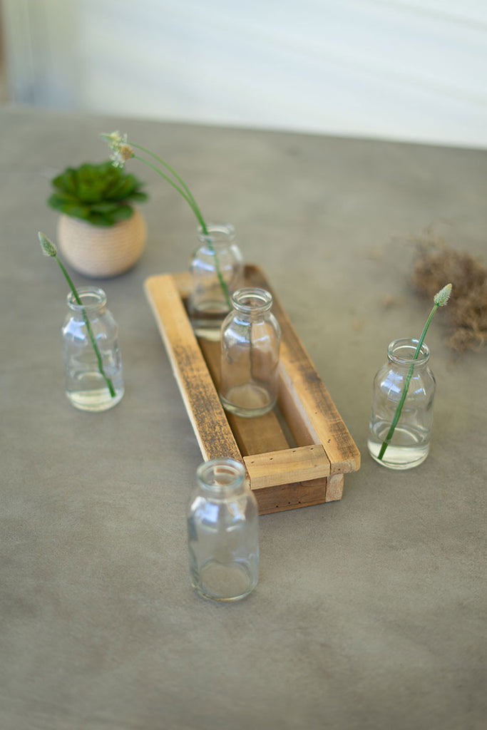 Glass vases with wood base, set of 5 - The Nifty Decor