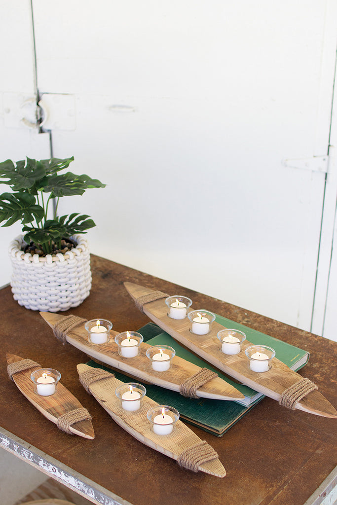 Recycled boat votive holders, set of 4 - The Nifty Decor