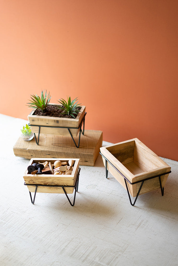 Recycled wood planters, set of 3 - The Nifty Decor