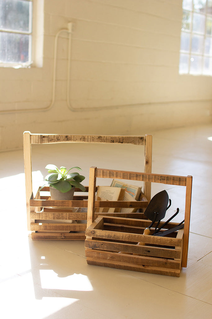 Slatted baskets with handles, set of 2 - The Nifty Decor