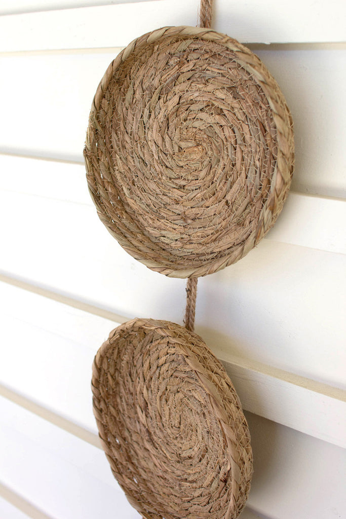 Woven seagrass platters wall art - Bombay Mercantile
