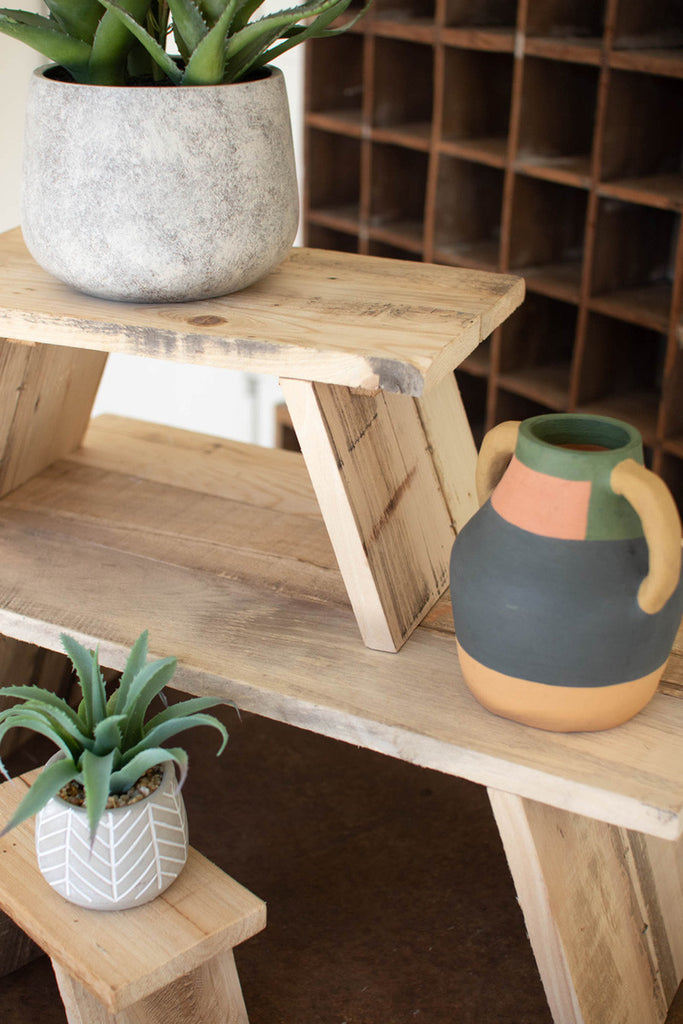 Set of 3 wooden tabletop display risers - Bombay Mercantile