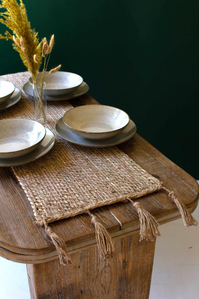 Seagrass table runner with tassel detail - Bombay Mercantile