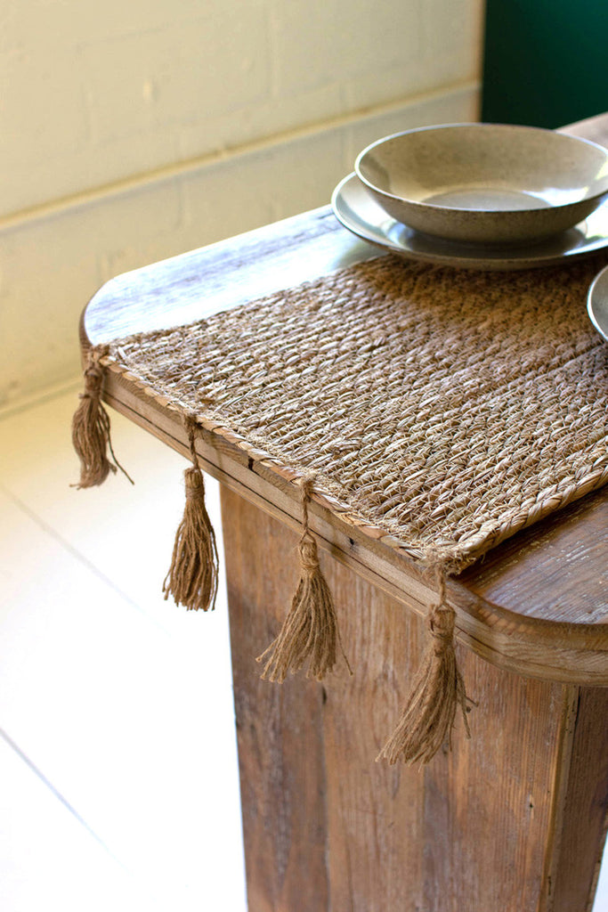 Seagrass table runner with tassel detail - Bombay Mercantile