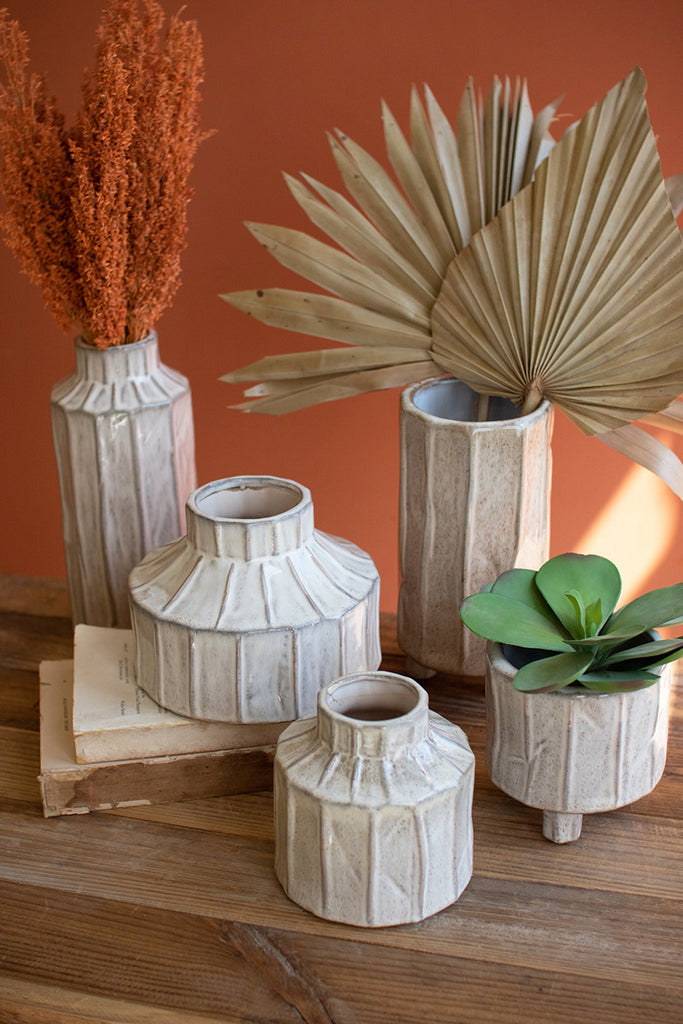 Set of 5 white ceramic planters - The Nifty Decor