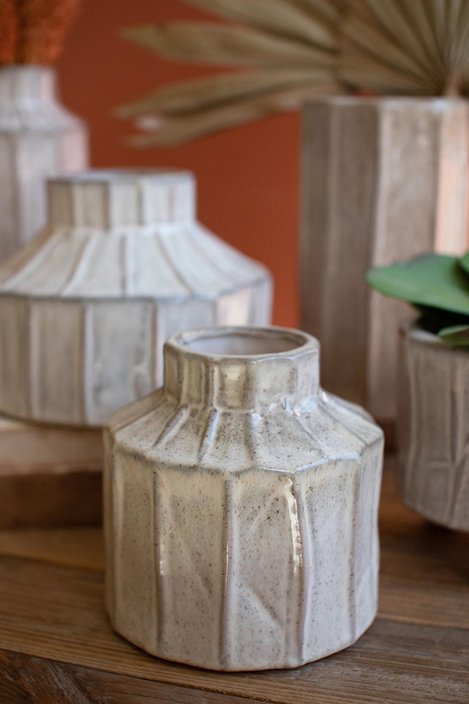 Set of 5 white ceramic planters - The Nifty Decor
