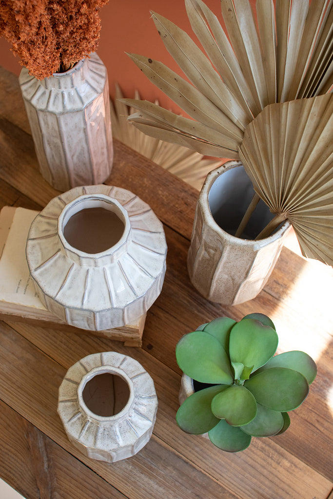 Set of 5 white ceramic planters - The Nifty Decor