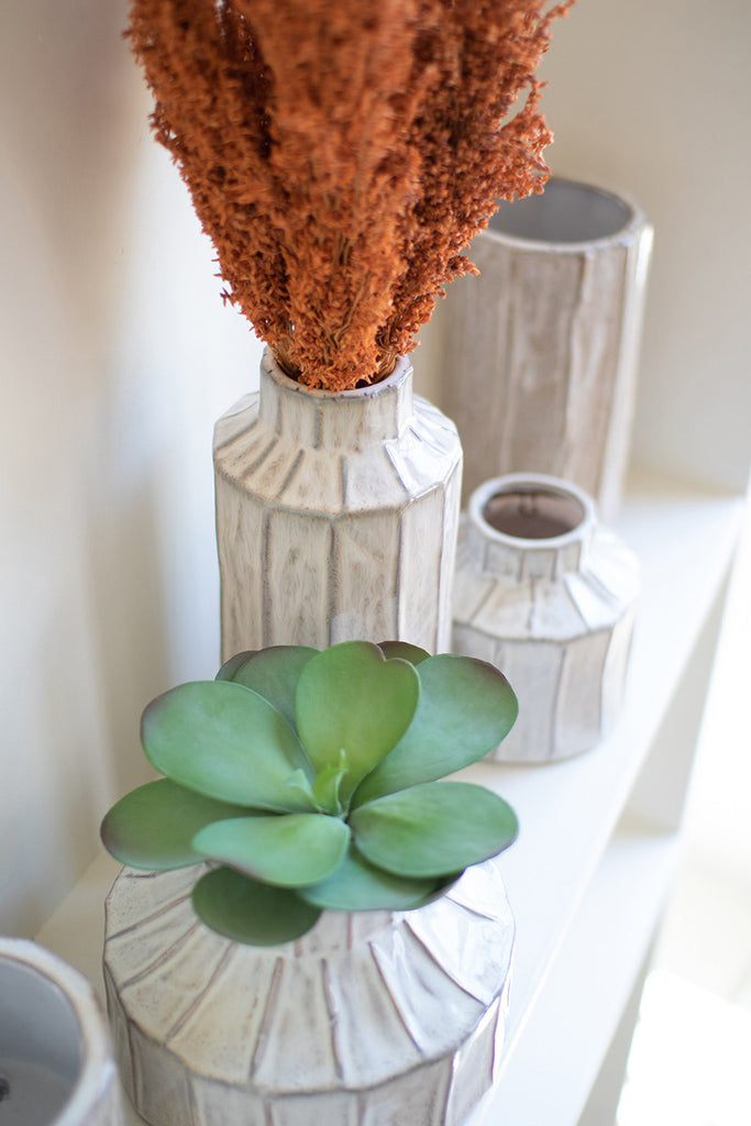 Set of 5 white ceramic planters - The Nifty Decor