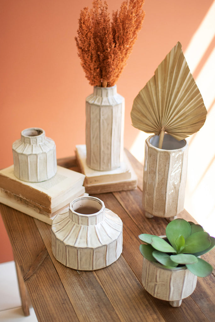 Set of 5 white ceramic planters - The Nifty Decor