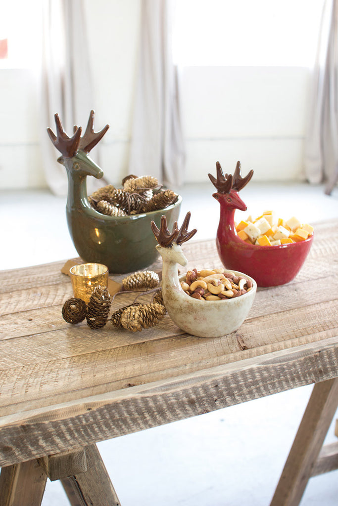 Ceramic Deer Bowls, Set Of 3 - The Nifty Decor