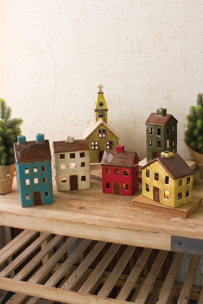 Ceramic village, set of 6 - The Nifty Decor