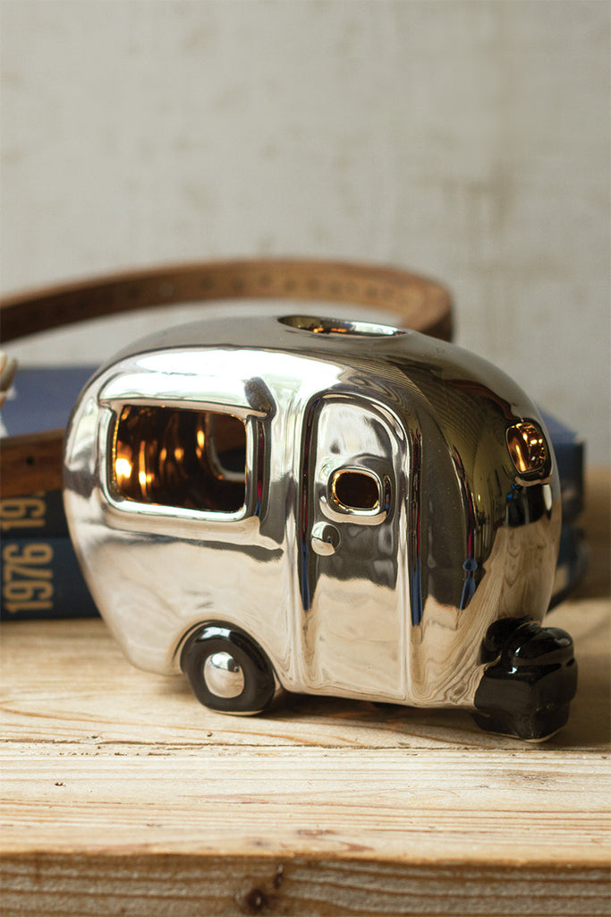 Silver ceramic camper lamp - The Nifty Decor
