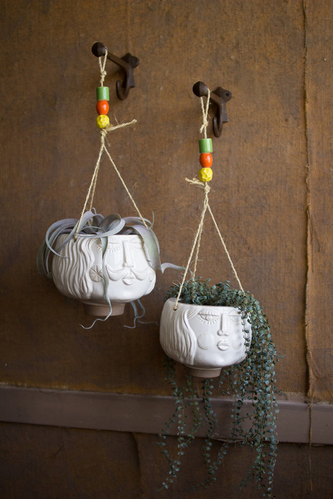 Ceramic face planters, set of 2 - The Nifty Decor