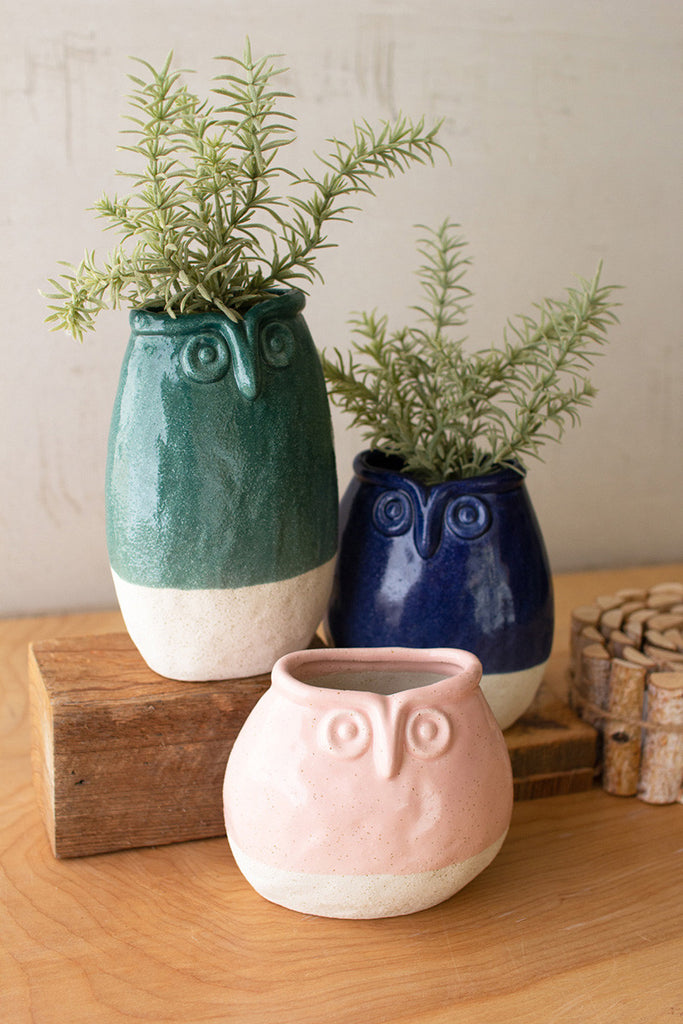 Ceramic owl planters, set of 3 - The Nifty Decor