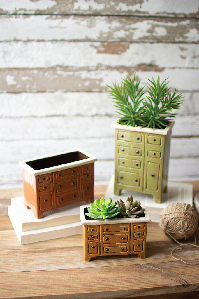 Chest of drawers planters, set of 3 - The Nifty Decor