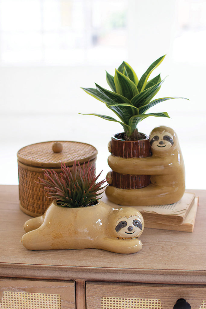 Ceramic sloth planters, set of 2 - The Nifty Decor