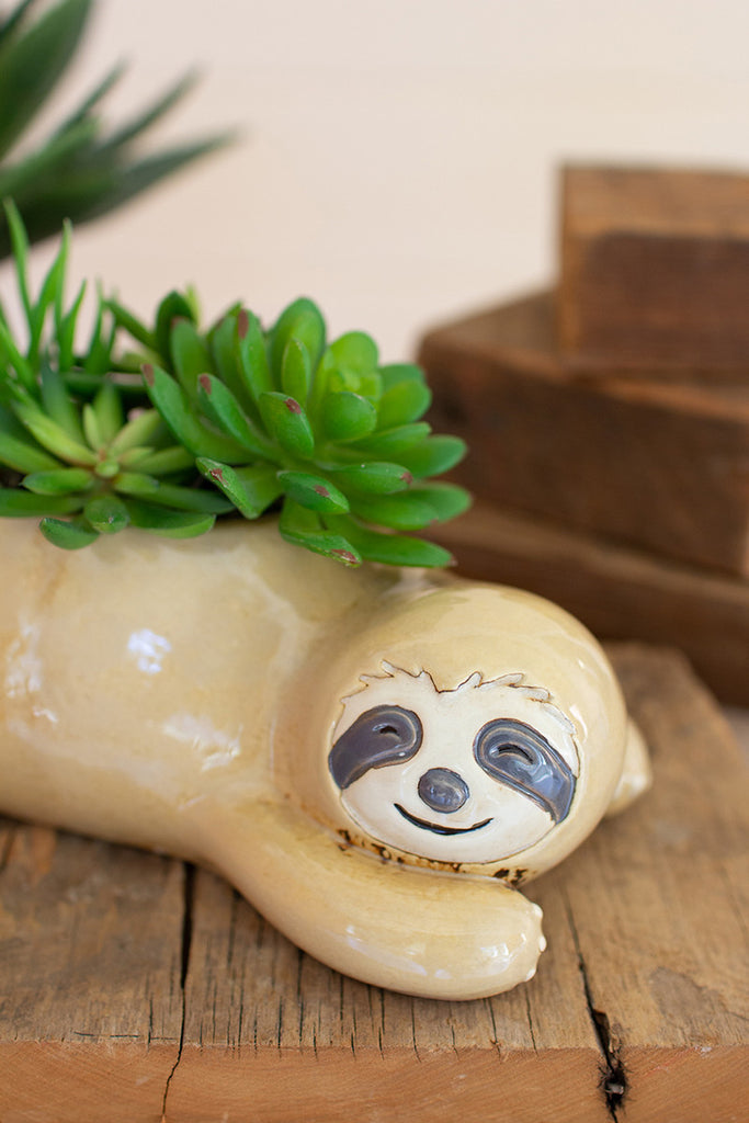 Ceramic sloth planters, set of 2 - The Nifty Decor