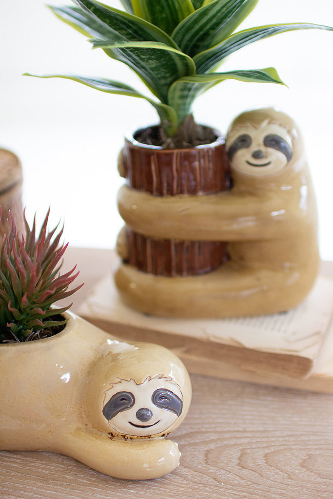 Ceramic sloth planters, set of 2 - The Nifty Decor