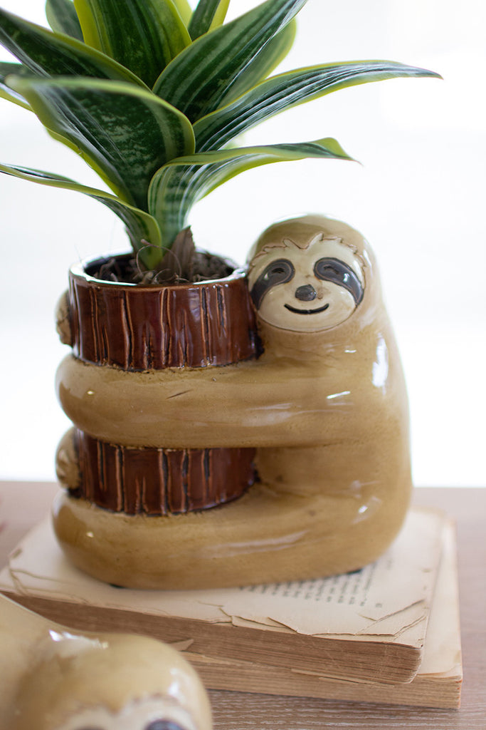 Ceramic sloth planters, set of 2 - The Nifty Decor