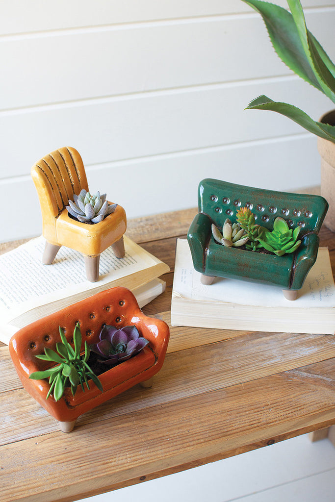 Ceramic sofa and chair planters, set of 3 - The Nifty Decor