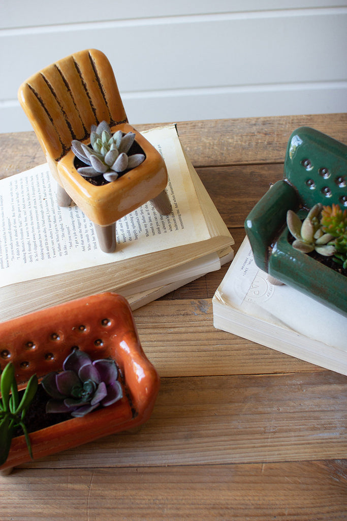 Ceramic sofa and chair planters, set of 3 - The Nifty Decor