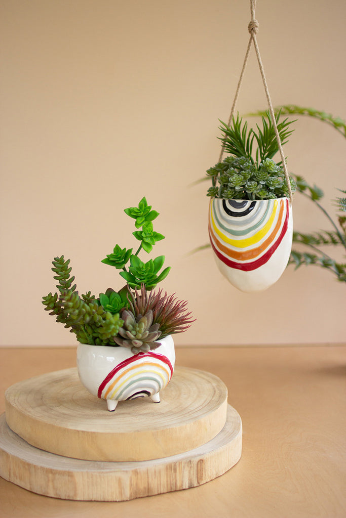 Hanging ceramic rainbow planter - The Nifty Decor