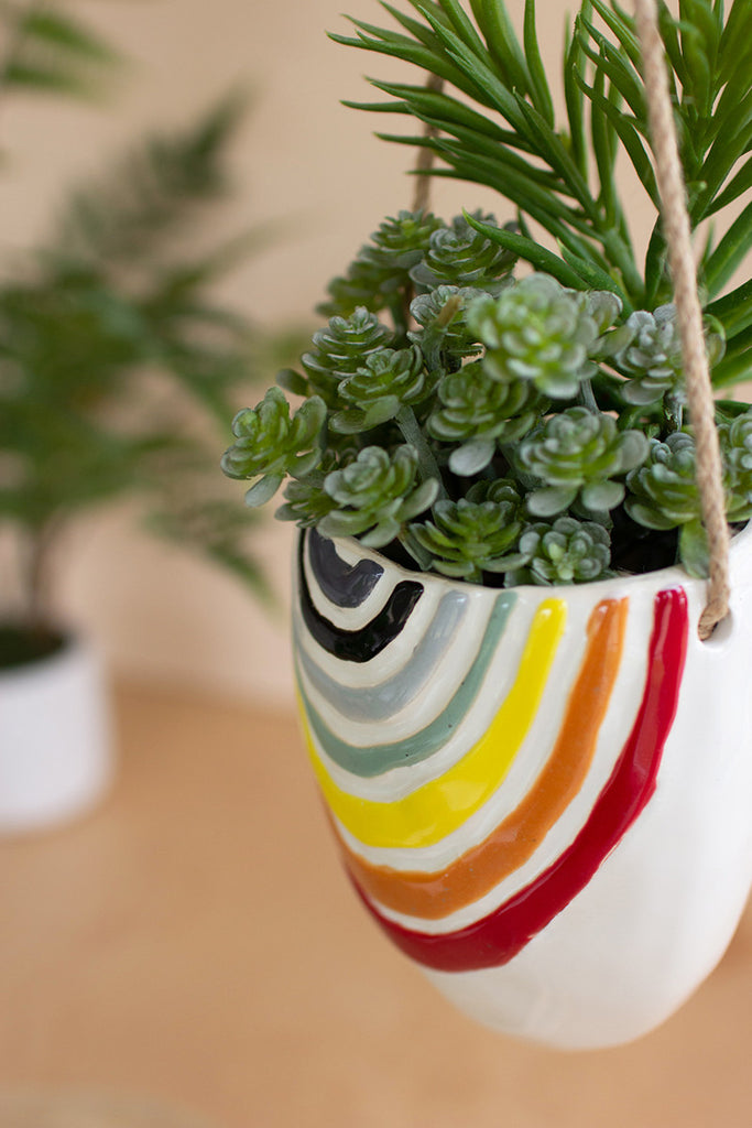 Hanging ceramic rainbow planter - The Nifty Decor
