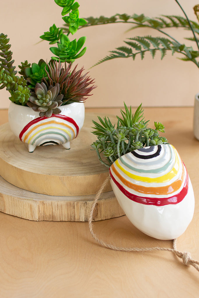 Hanging ceramic rainbow planter - The Nifty Decor
