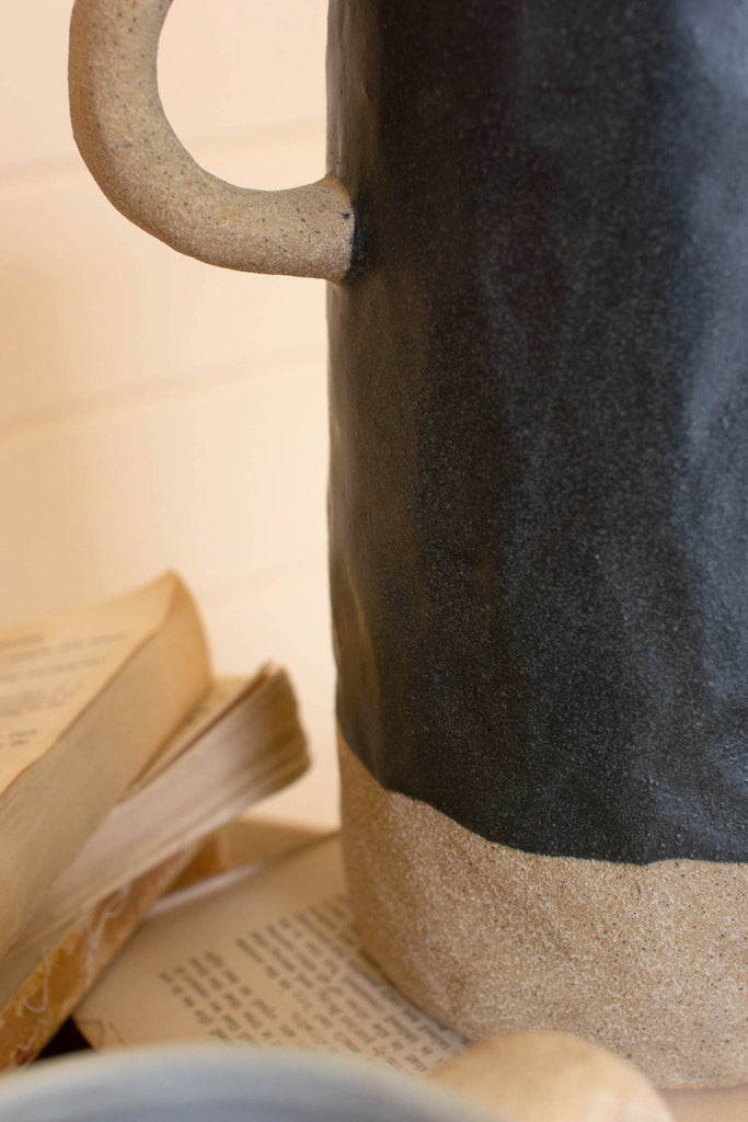 Set of 3 ceramic vases with ring handles - Bombay Mercantile