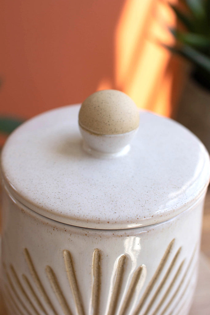 Ceramic sunburst canister - Bombay Mercantile