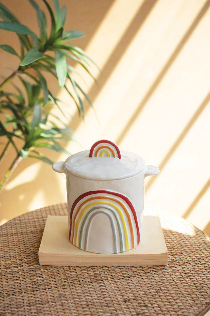 Ceramic rainbow canister - Bombay Mercantile