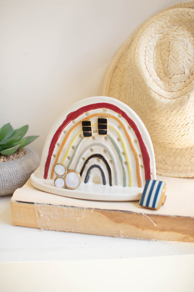Ceramic rainbow earring holder - Bombay Mercantile