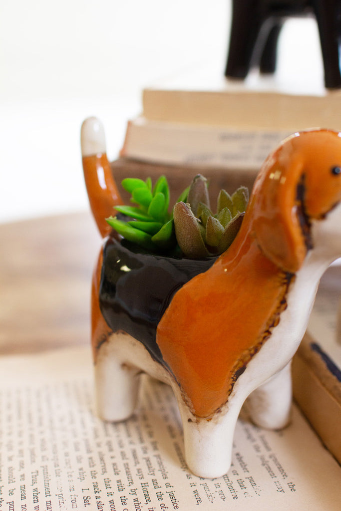 Set of 5 ceramic dog planters - Bombay Mercantile