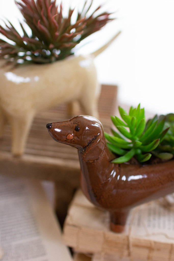 Set of 5 ceramic dog planters - Bombay Mercantile